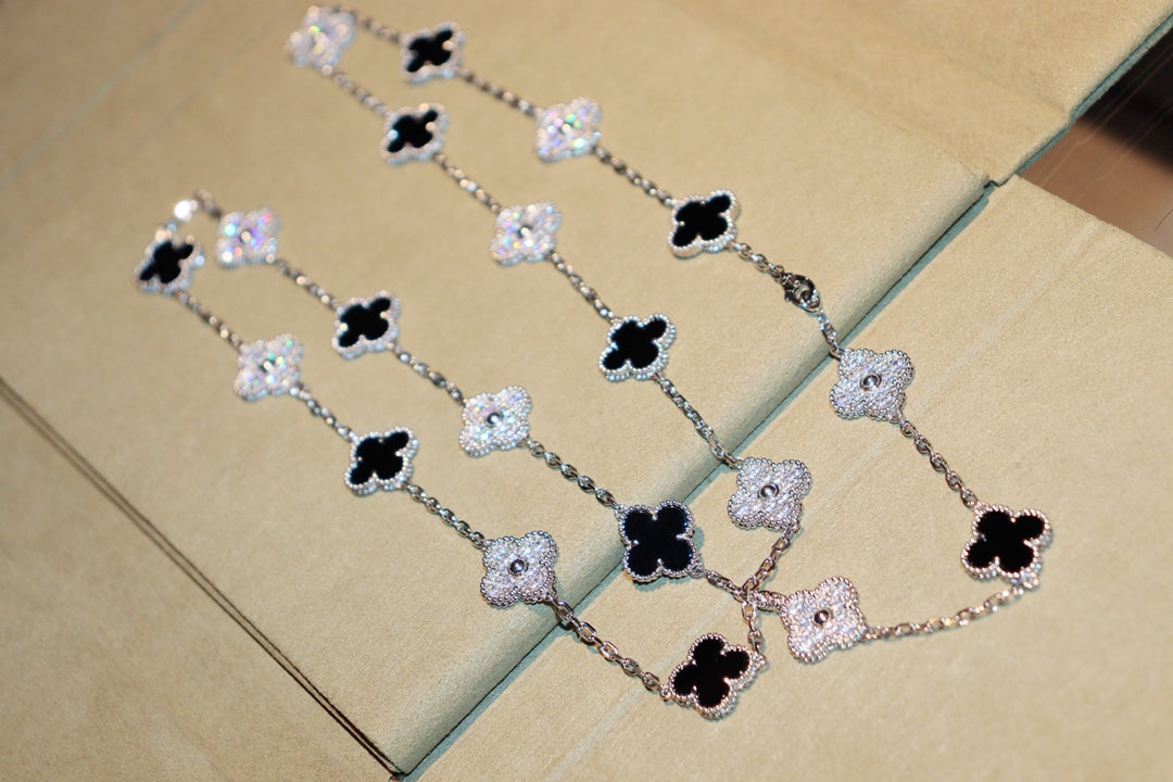 [Olivia Jewelry]CLOVER 20 MOTIFS ONYX DIAMOND SILVER