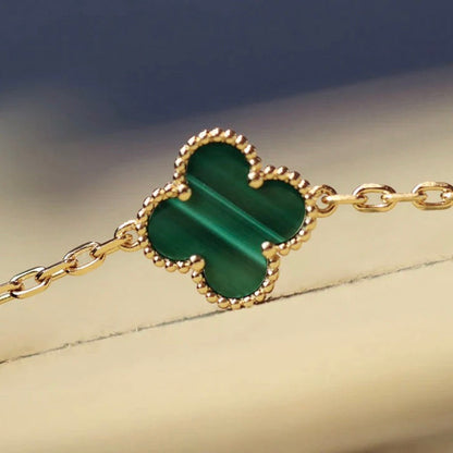 [Olivia Jewelry]CLOVER 20 MOTIFS MALACHITE DIAMOND NECKLACE