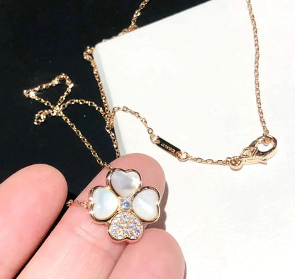 [Olivia Jewelry]CLOVER MOP DIAMOND ROSE GOLD NECKLACE