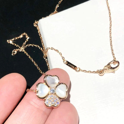 [Olivia Jewelry]CLOVER MOP DIAMOND ROSE GOLD NECKLACE
