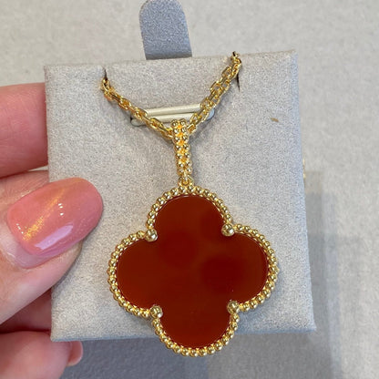 [Olivia Jewelry]CLOVER 25MM NECKLACE GOLD CARNELIAN
