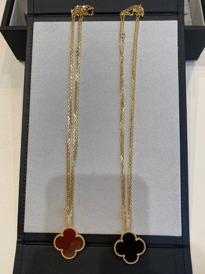 [Olivia Jewelry]CLOVER 25MM NECKLACE GOLD CARNELIAN