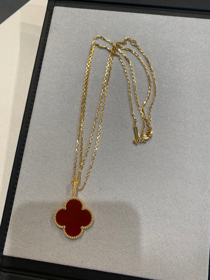 [Olivia Jewelry]CLOVER 25MM NECKLACE GOLD CARNELIAN