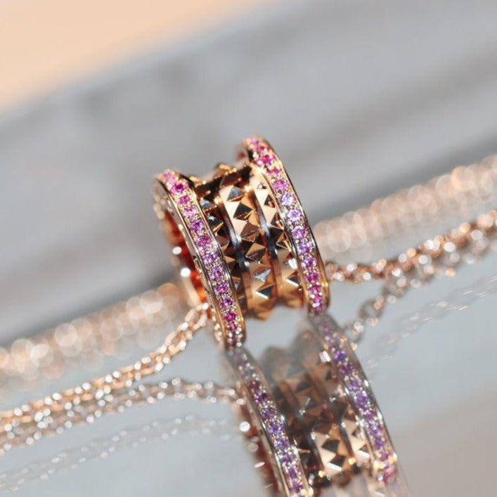 [AURORA]ZERO 1 ROCK PINK GOLD PINK DIAMOND NECKLACE