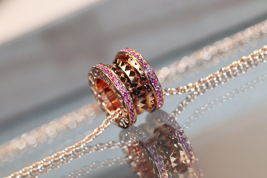 [OLIVIA]ZERO 1 ROCK PINK GOLD PINK DIAMOND NECKLACE