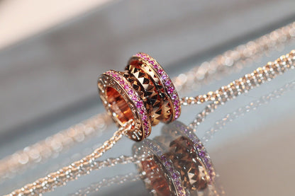 [OLIVIA]ZERO 1 ROCK PINK GOLD PINK DIAMOND NECKLACE