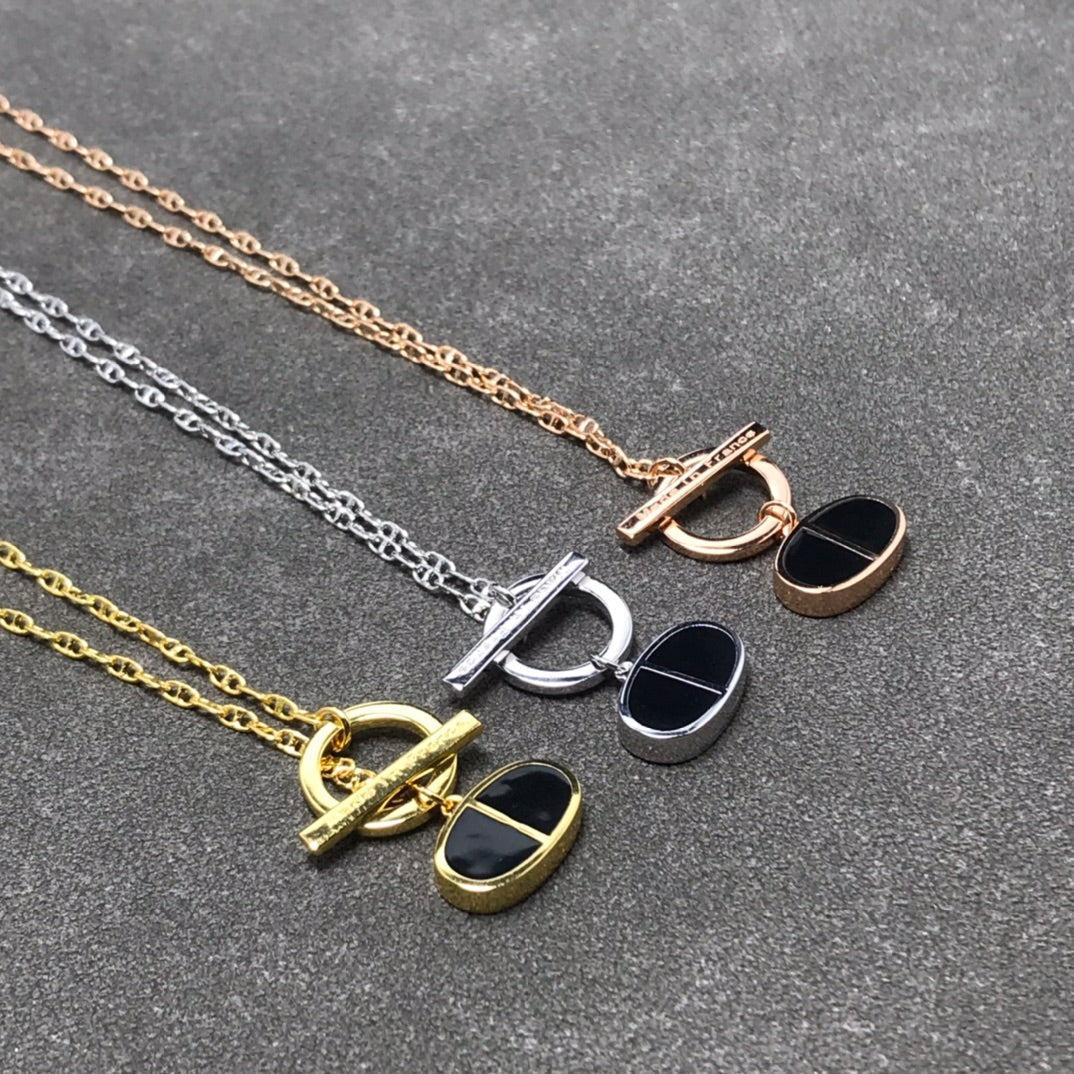 [Olivia Jewelry]CHAINE VERSO BLACK CERAMIC  NECKLACE