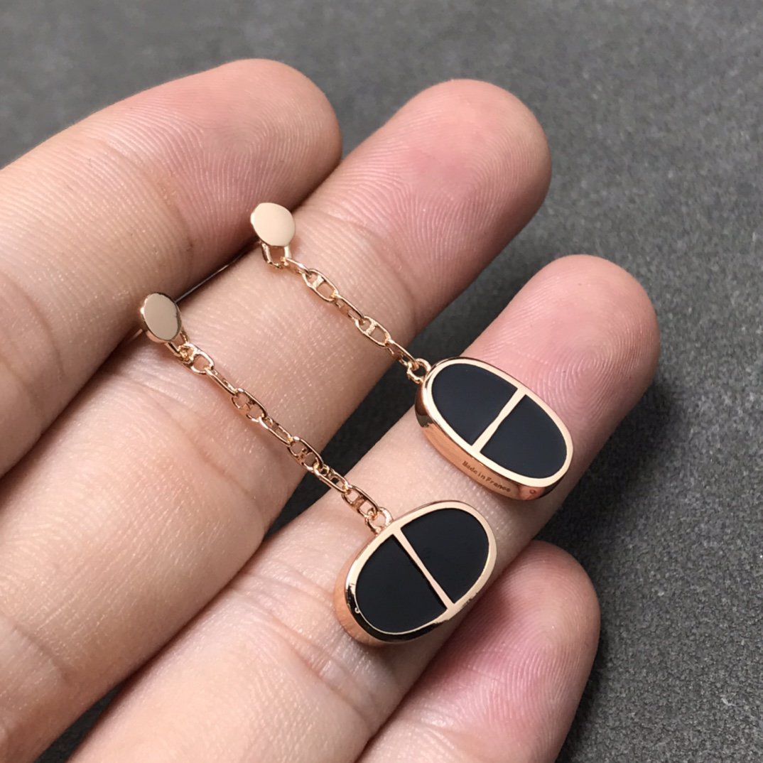 [Olivia Jewelry]CHAINE VERSO BLACK CERAMIC SILVER EARRINGS