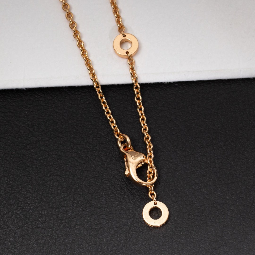 [OLIVIA]ZERO 1 WHITE CERAMIC PINK GOLD DIAMOND NECKLACE