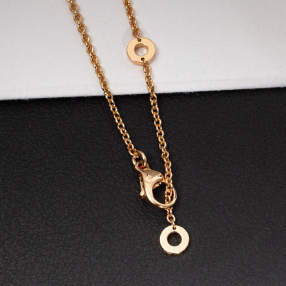 [OLIVIA]ZERO 1 WHITE CERAMIC PINK GOLD DIAMOND NECKLACE