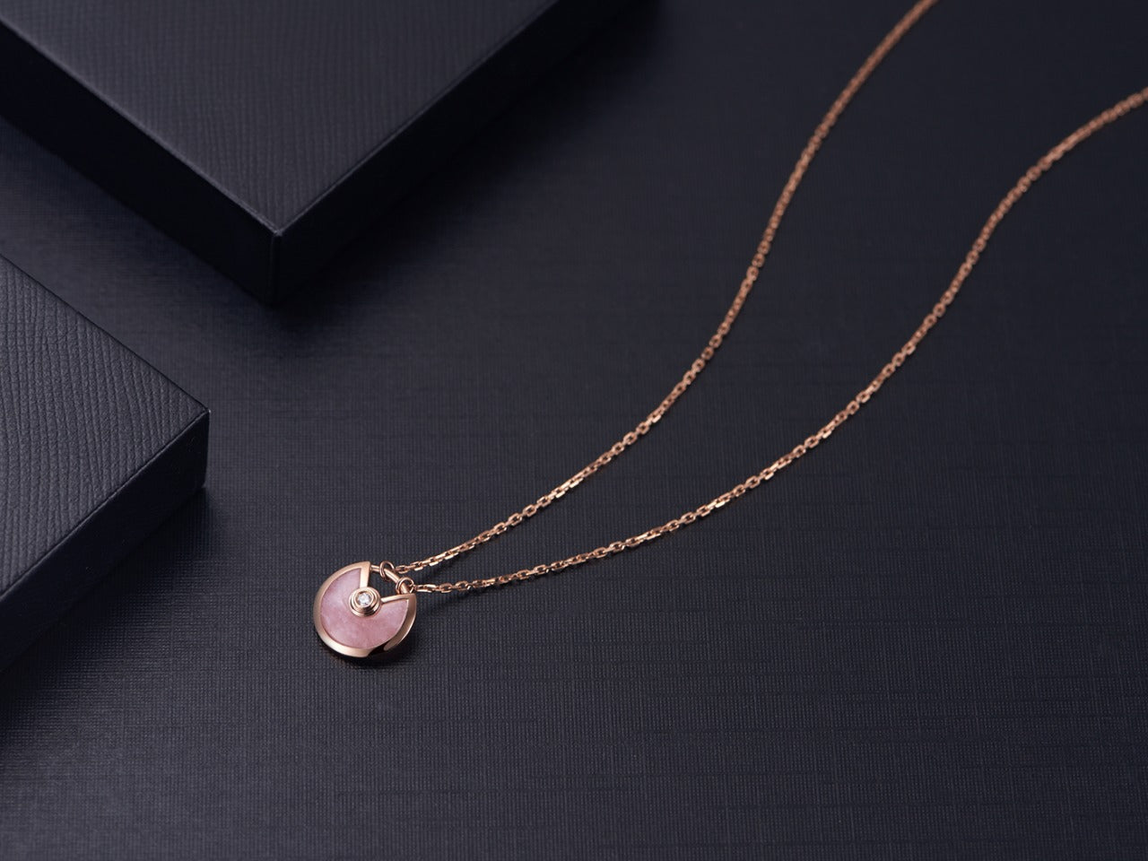 [Olivia Jewelry]AMULETTE ROSE GOLD PINK MOP NECKLACE