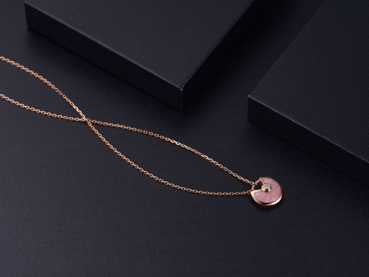[Olivia Jewelry]AMULETTE ROSE GOLD PINK MOP NECKLACE