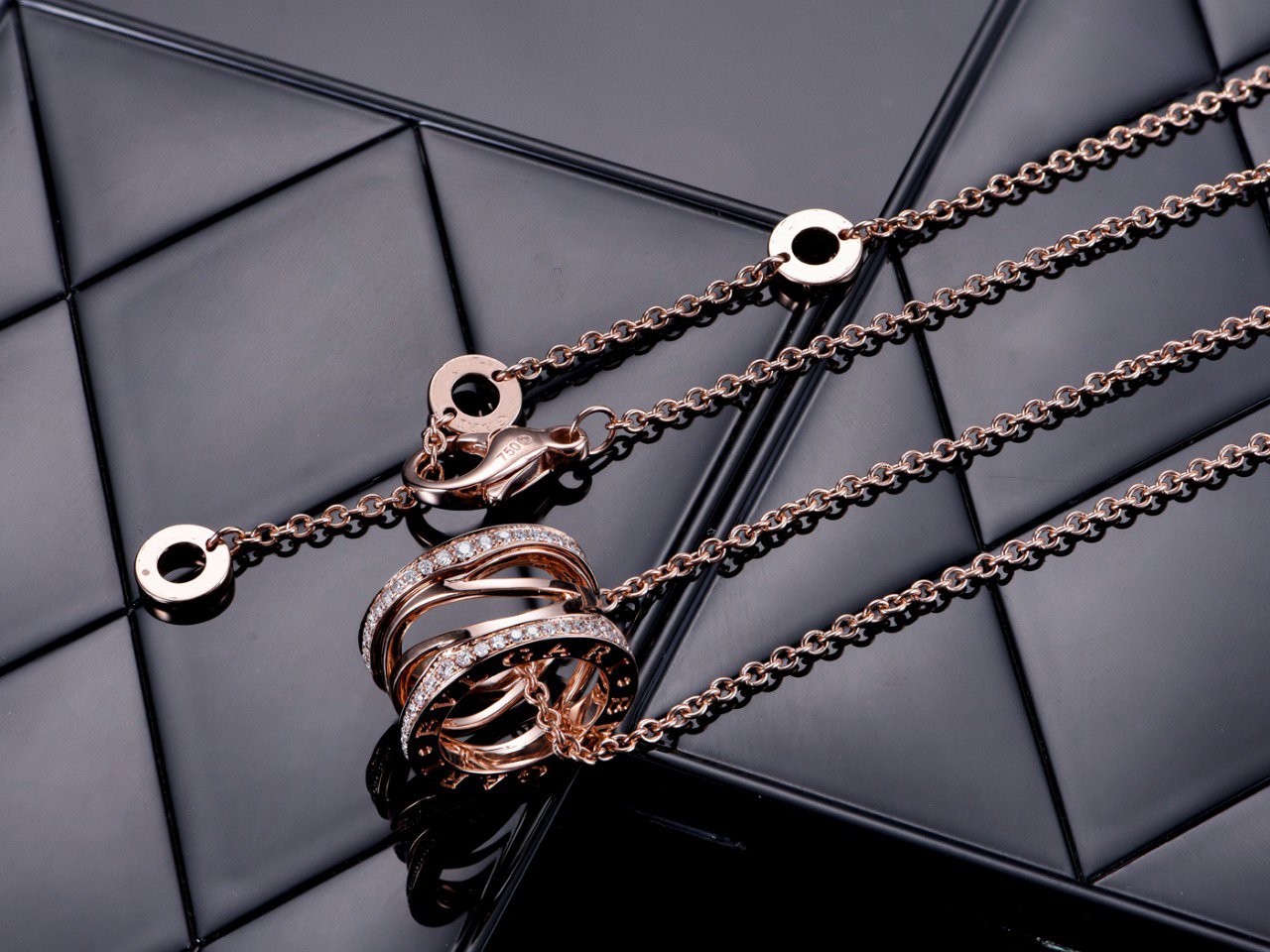 [OLIVIA]ZERO 1 PINK GOLD DIAMOND OPEN NECKLACE