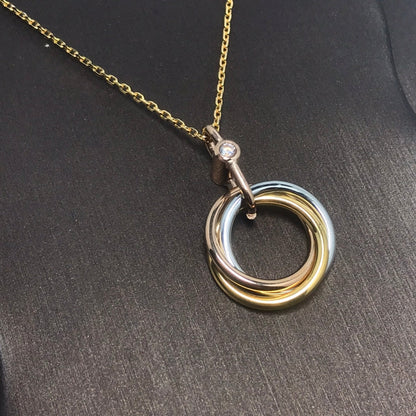 [Olivia Jewelry]TRINITY SILVER GOLD PINK GOLD NECKLACE
