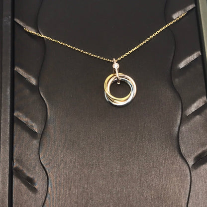 [Olivia Jewelry]TRINITY SILVER GOLD PINK GOLD NECKLACE