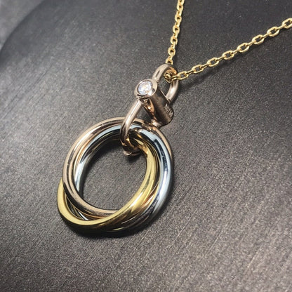 [Olivia Jewelry]TRINITY SILVER GOLD PINK GOLD NECKLACE