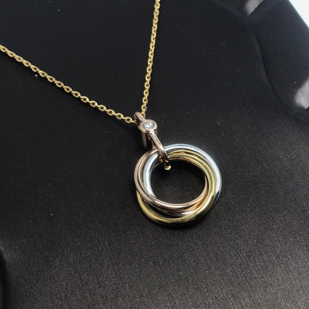 [Olivia Jewelry]TRINITY SILVER GOLD PINK GOLD NECKLACE