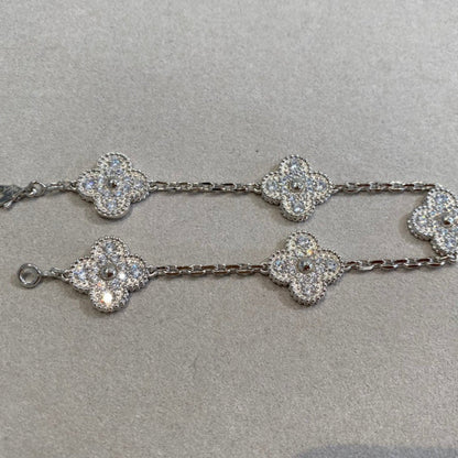 [Olivia JW]CLOVER 5 MOTIFS  DIAMOND BRACELET SILVER