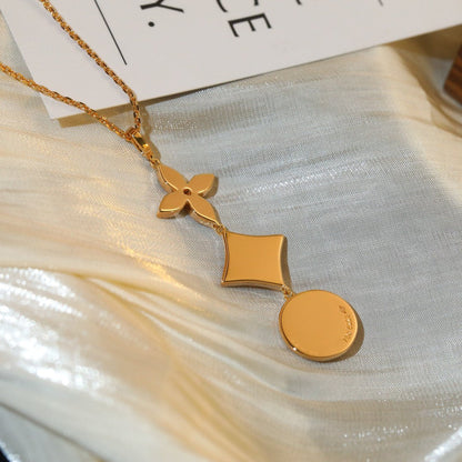 [Olivia Jewelry]STAR AND SUN DIAMOND PINK GOLD NECKLACE