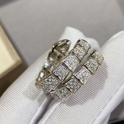 [OLIVIA]SERPENTI DOUBLE RING SILVER DIAMOND PAVED