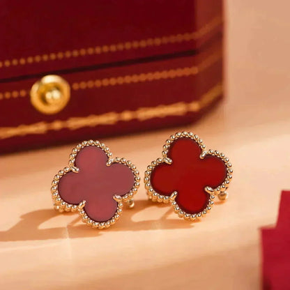 [Olivia Jewelry]CLOVER MEDIUM 1 MOTIFS CARNELIAN  EARRINGS