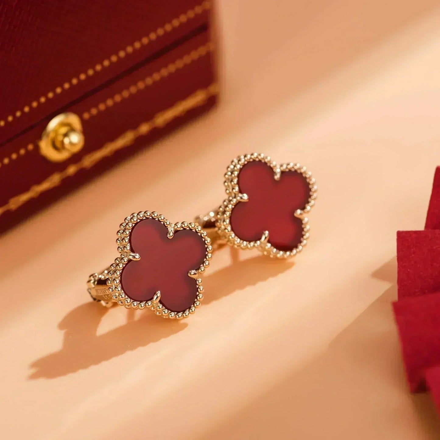 [Olivia Jewelry]CLOVER MEDIUM 1 MOTIFS CARNELIAN  EARRINGS
