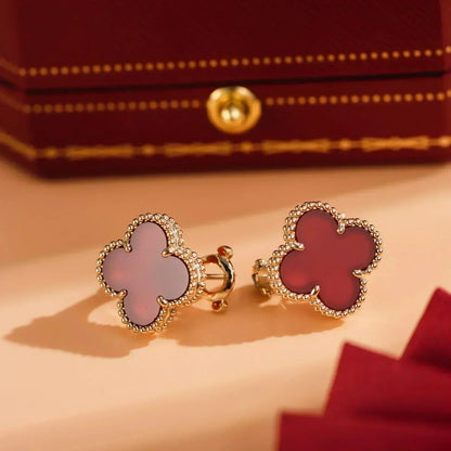 [Olivia Jewelry]CLOVER MEDIUM 1 MOTIFS CARNELIAN  EARRINGS