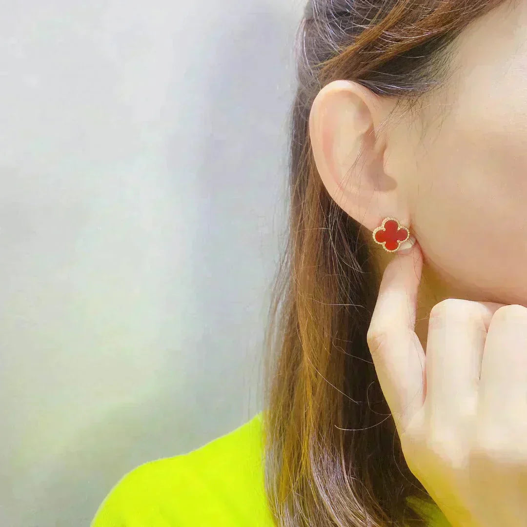 [Olivia Jewelry]CLOVER MEDIUM 1 MOTIFS CARNELIAN  EARRINGS