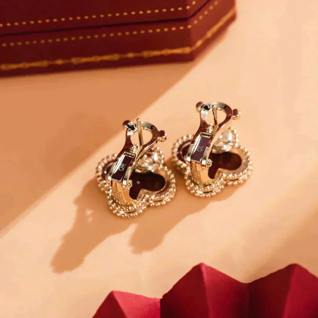 [Olivia Jewelry]CLOVER MEDIUM 1 MOTIFS CARNELIAN  EARRINGS