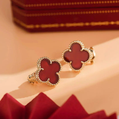 [Olivia Jewelry]CLOVER MEDIUM 1 MOTIFS CARNELIAN  EARRINGS