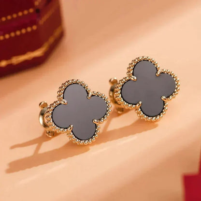 [Olivia Jewelry]CLOVER MEDIUM 1 MOTIFS  ONYX STUD EARRINGS