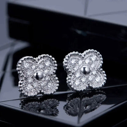 [Olivia Jewelry]CLOVER 1 MOTIFS DIAMOND STUD EARRINGS SILVER