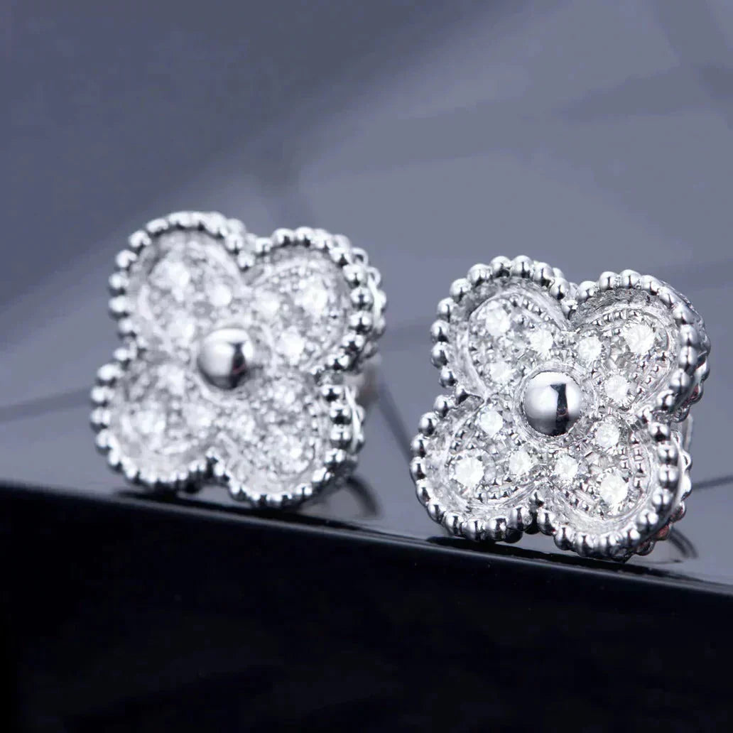 [Olivia Jewelry]CLOVER 1 MOTIFS DIAMOND STUD EARRINGS SILVER