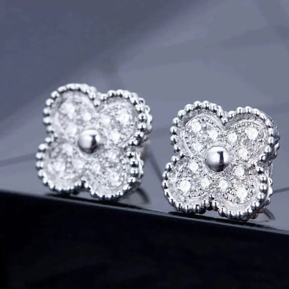 [Olivia Jewelry]CLOVER 1 MOTIFS DIAMOND STUD EARRINGS SILVER