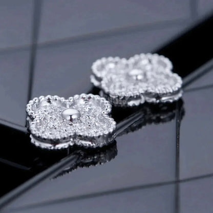 [Olivia Jewelry]CLOVER 1 MOTIFS DIAMOND STUD EARRINGS SILVER