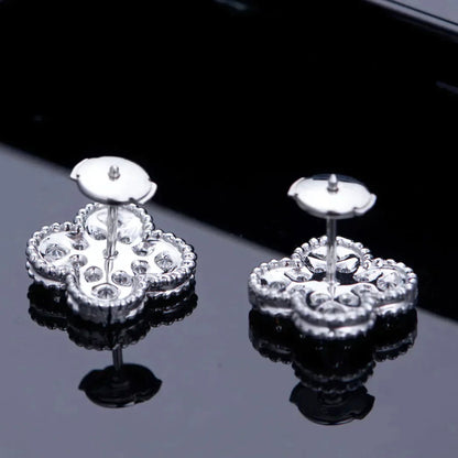 [Olivia Jewelry]CLOVER 1 MOTIFS DIAMOND STUD EARRINGS SILVER