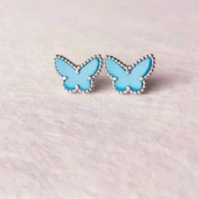 [Olivia Jewelry]BUTTERFLY TURQUOISE EARRINGS SILVER
