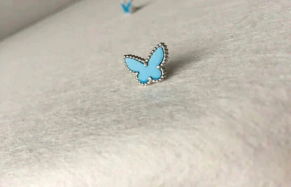 [Olivia Jewelry]BUTTERFLY TURQUOISE EARRINGS SILVER