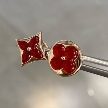 [Olivia Jewelry]STAR AND SUN PINK GOLD CARNELIAN STUD EARRINGS
