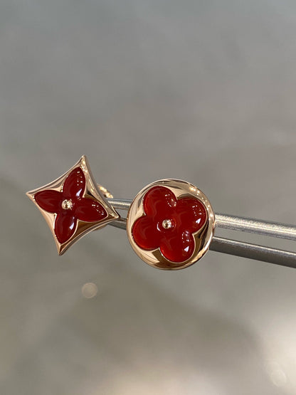 [Olivia Jewelry]STAR AND SUN PINK GOLD CARNELIAN STUD EARRINGS