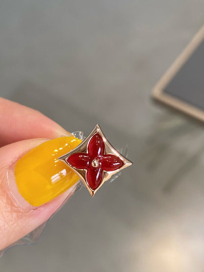 [Olivia Jewelry]STAR AND SUN PINK GOLD CARNELIAN STUD EARRINGS