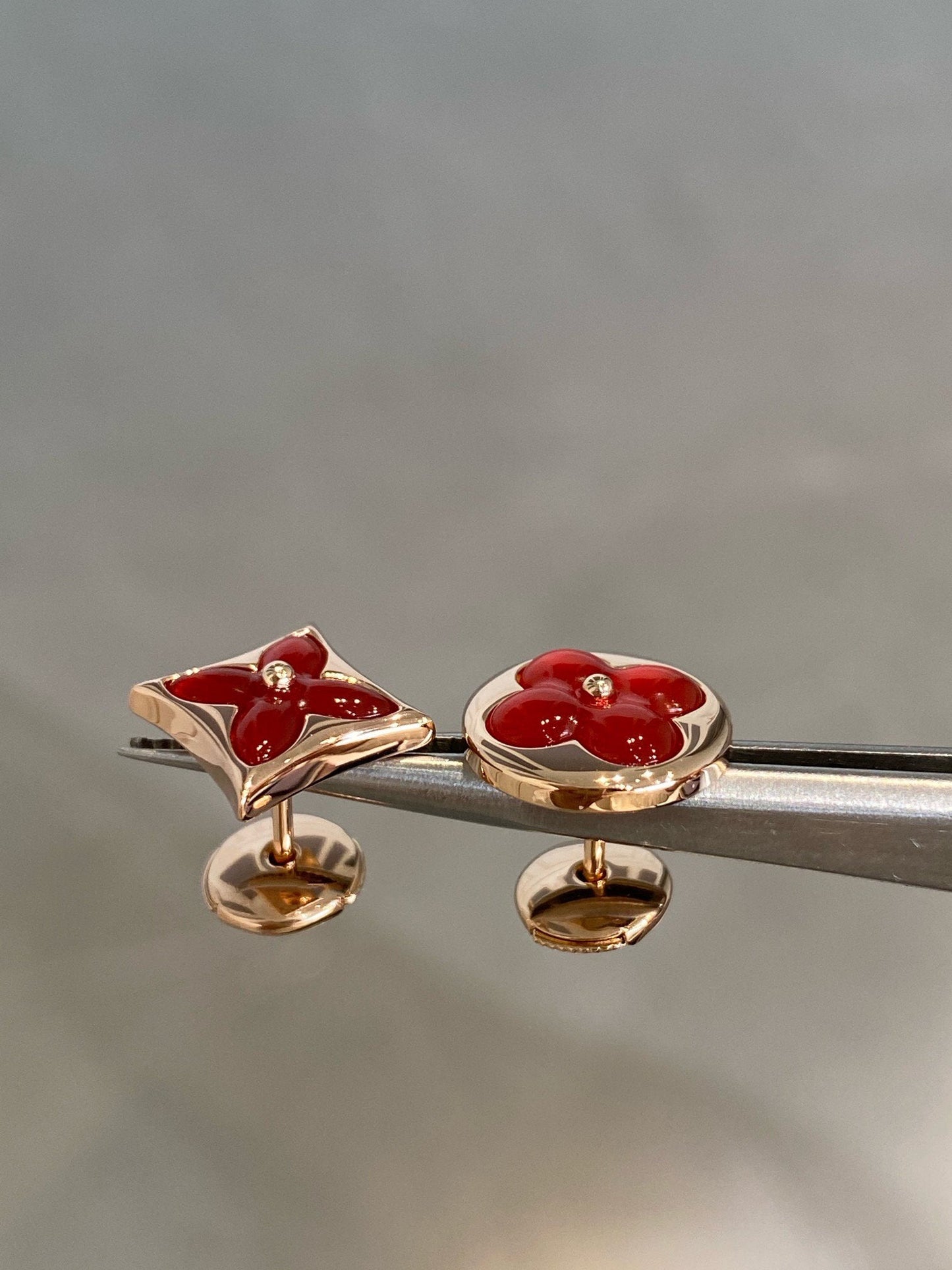 [Olivia Jewelry]STAR AND SUN PINK GOLD CARNELIAN STUD EARRINGS