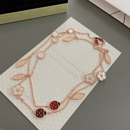 [Olivia Jewelry]LUCKY SPRING 15 MOTIFS ROSE GOLD NECKLACE