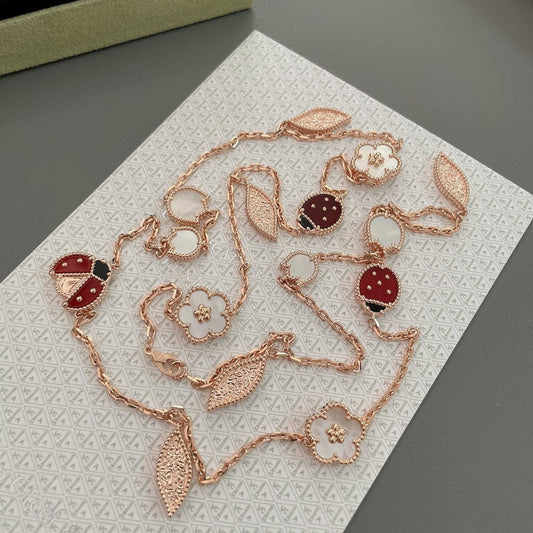 [Olivia Jewelry]LUCKY SPRING 15 MOTIFS ROSE GOLD NECKLACE