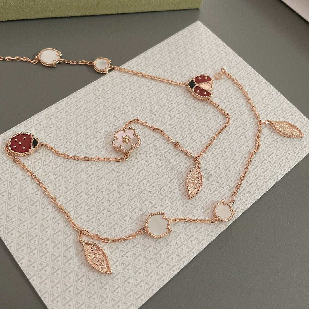 [Olivia Jewelry]LUCKY SPRING 15 MOTIFS ROSE GOLD NECKLACE