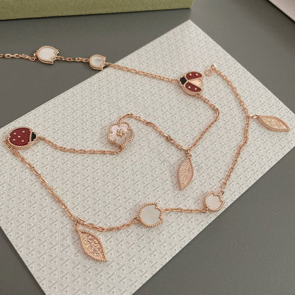 [Olivia Jewelry]LUCKY SPRING 15 MOTIFS ROSE GOLD NECKLACE