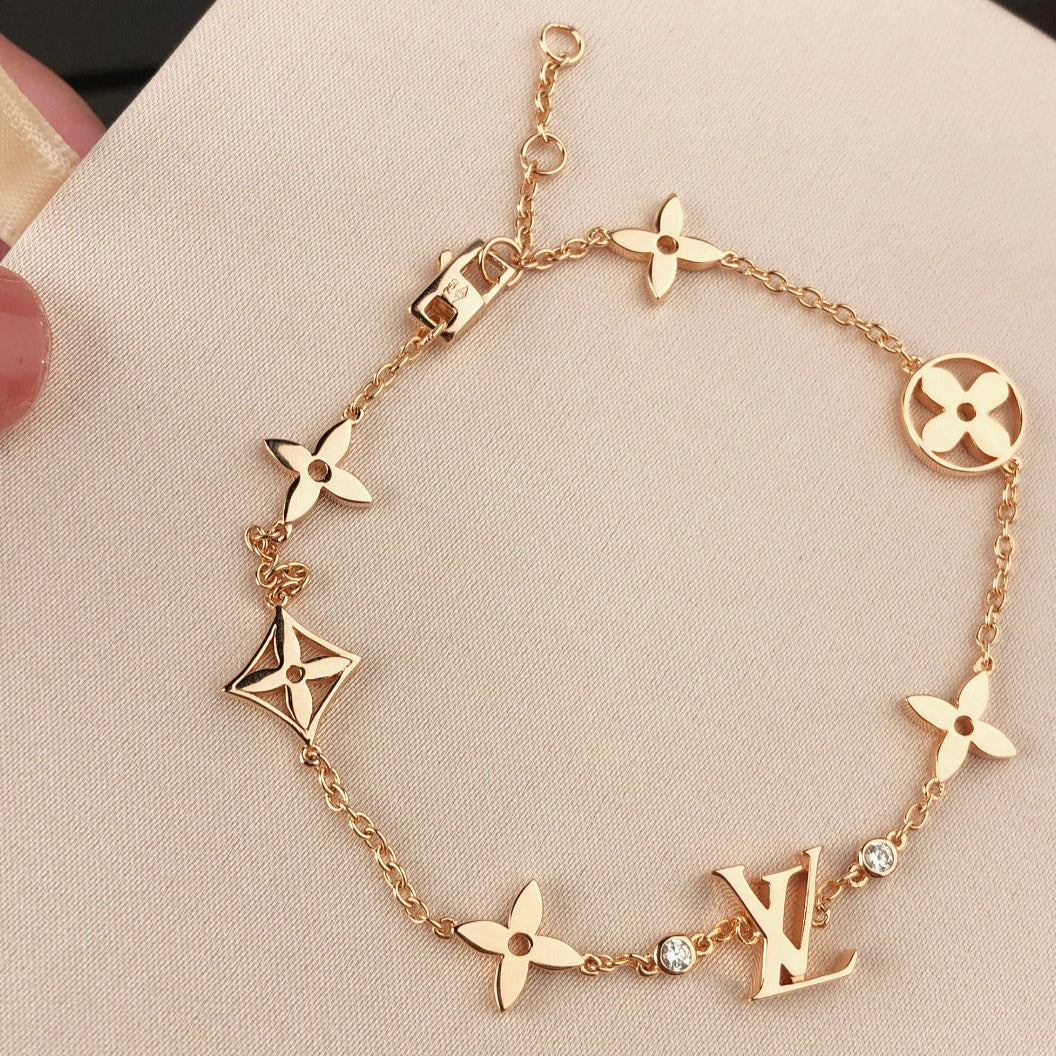 [Olivia Jewelry]STAR AND SUN 7 MOTIFS GOLD BRACELET