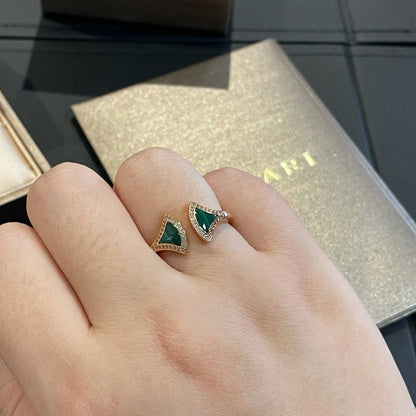 [OLIVIA]DREAM MALACHITE DIAMOND OPEN RING