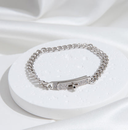 [Olivia Jewelry]KELLY CHAIN SILVER DIAMOND BRACELET