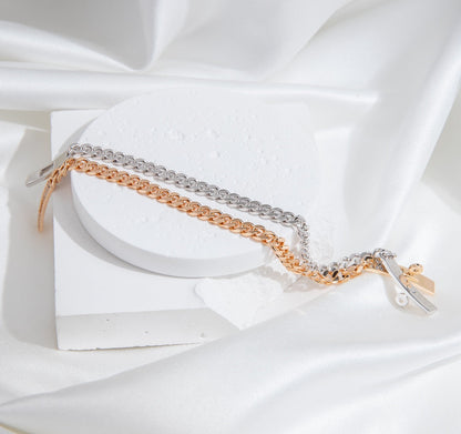 [Olivia Jewelry]KELLY CHAIN SILVER DIAMOND BRACELET